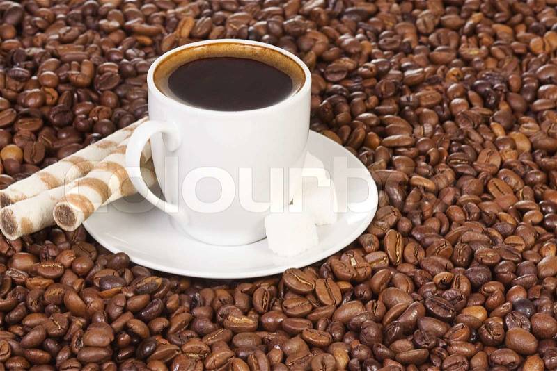 Wafer rolls and coffee, stock photo