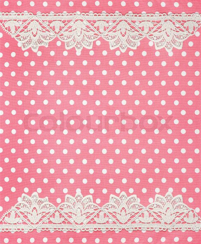 Polka dot background with lace border, stock photo