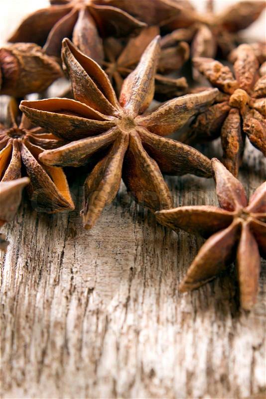 Stars anise on the wood, stock photo