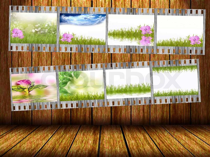 Film strip with different photos of nature, stock photo
