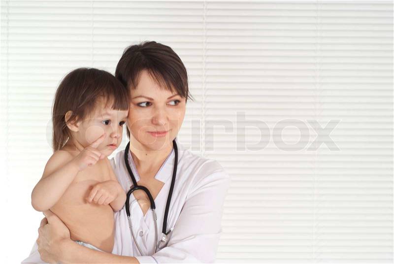 Nice nurse with little girl, stock photo