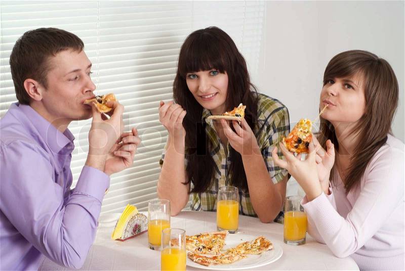 Clever people eat the pizza, stock photo