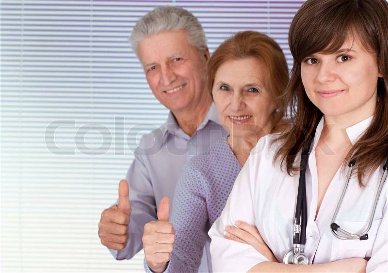 Valorous doctors provide advice patients, stock photo