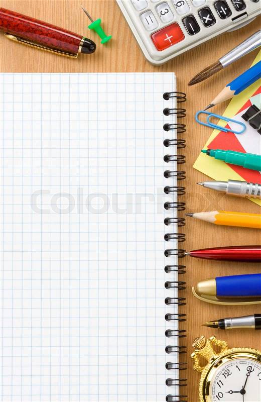 Back to school concept and checked notebook, stock photo
