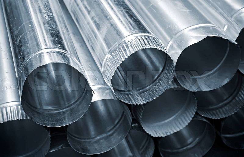 Steel tubes background, stock photo