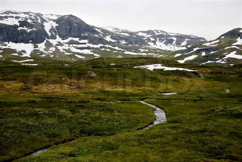 Norwegian mountains and river, stock photo