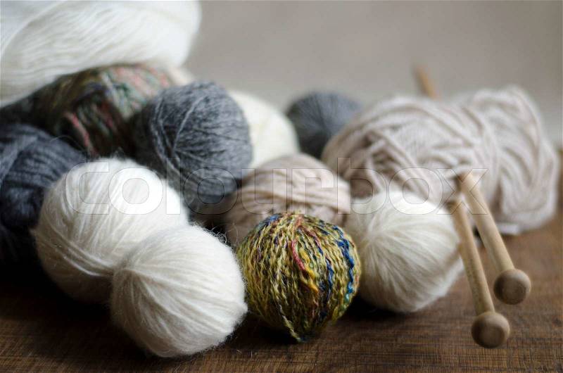 A bundle of balls of wool, stock photo