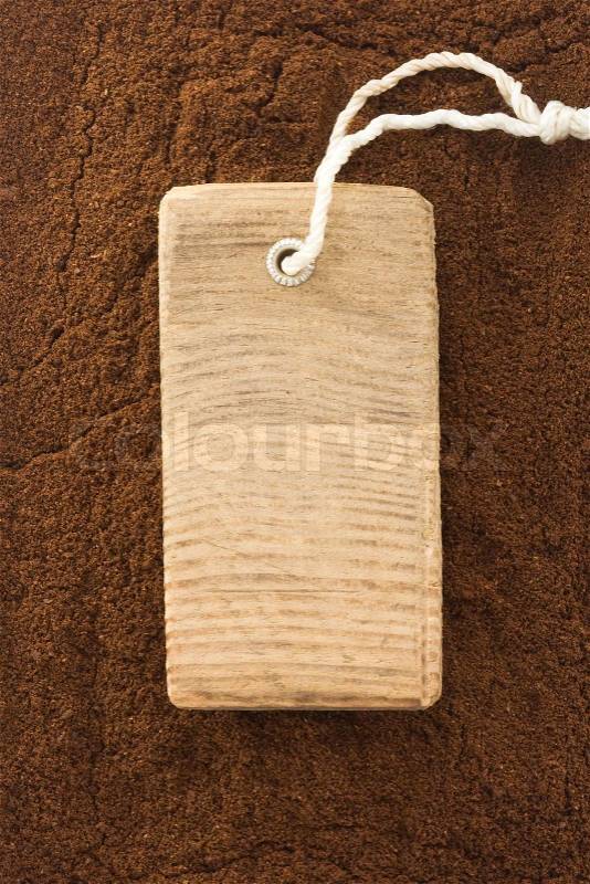 Coffee powder background texture and tag price label, stock photo