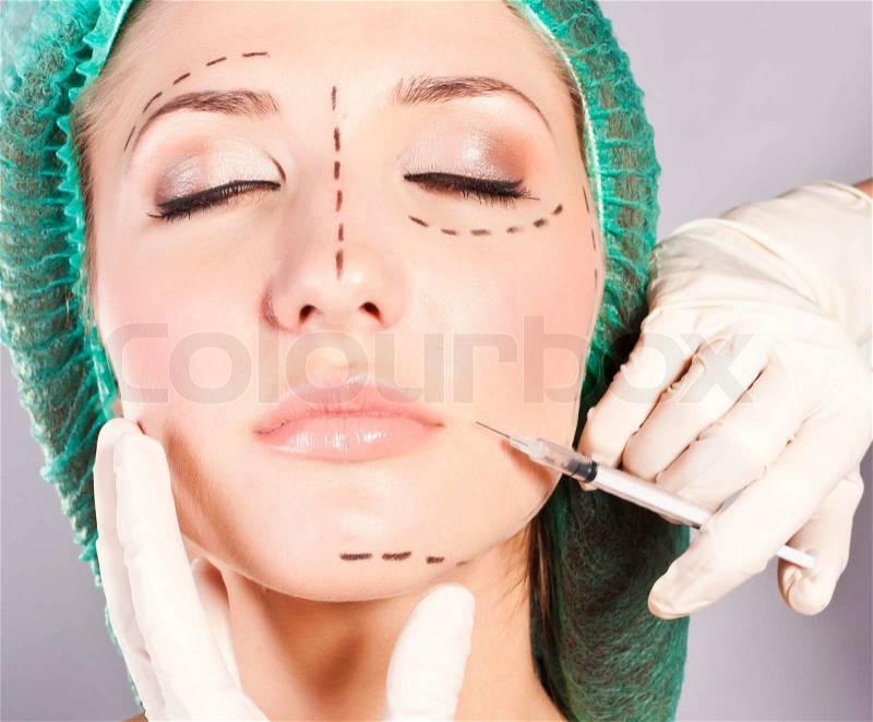 Beautiful young woman with perforation lines, stock photo