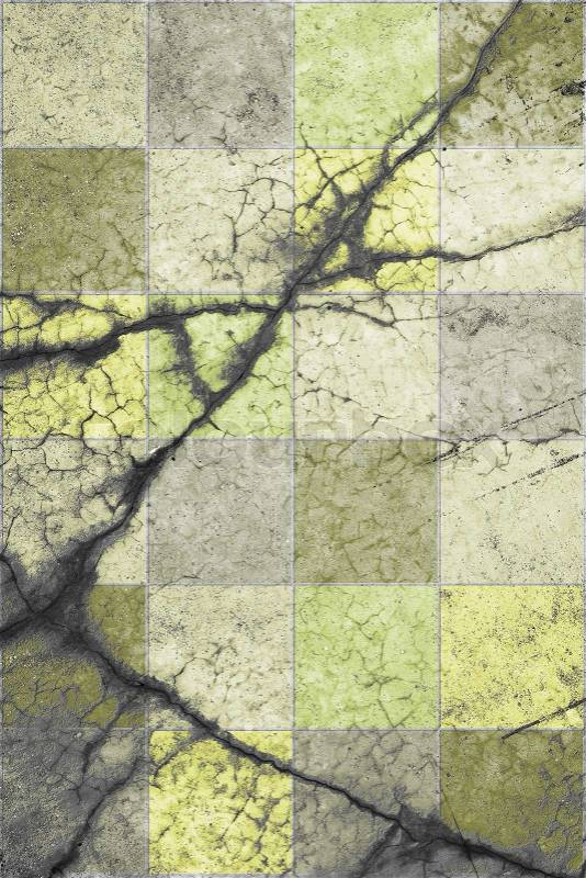 Grunge background of cracked concrete tiles, stock photo