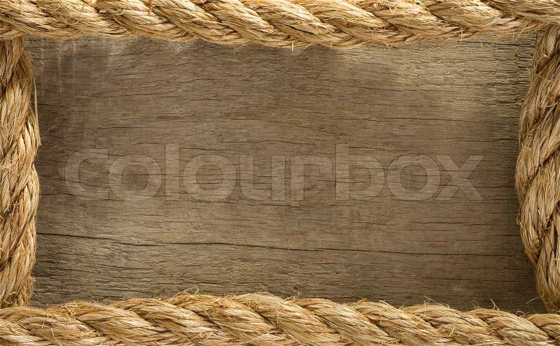 Ship ropes as wood background, stock photo