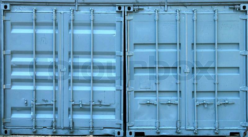 Blue metal containers doors texture, stock photo