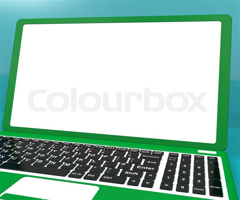 Green Computer On Desk With White Copyspace, stock photo