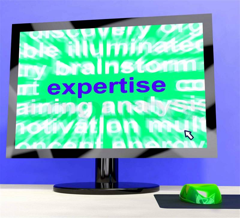 Expertise Word On Computer Showing Skills And Knowledge, stock photo