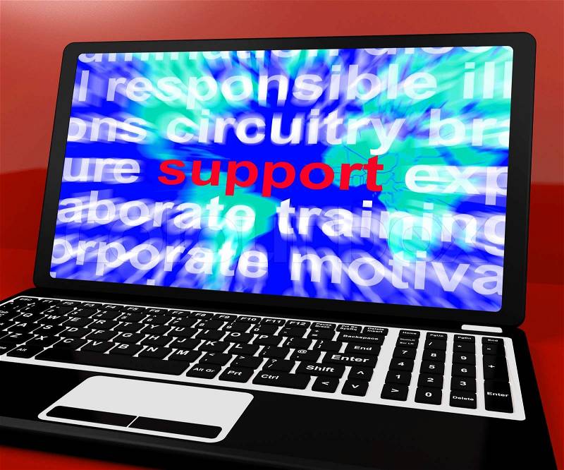 Support Word On Laptop Showing Help And Assistance, stock photo