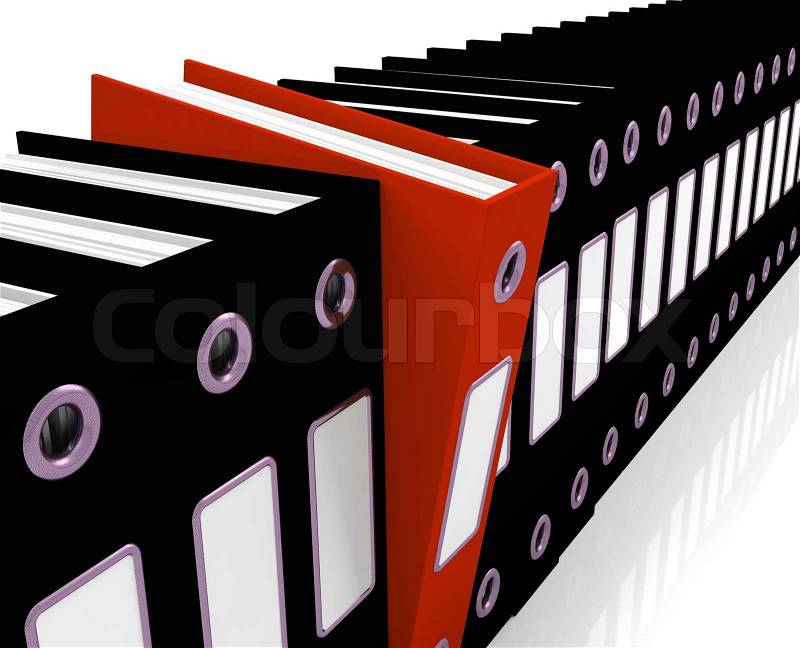 Red File Amongst Black For Getting Office Organized, stock photo