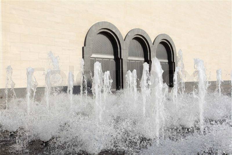 Fountain at the Museum of Islamic Art in Doha, Qatar, stock photo