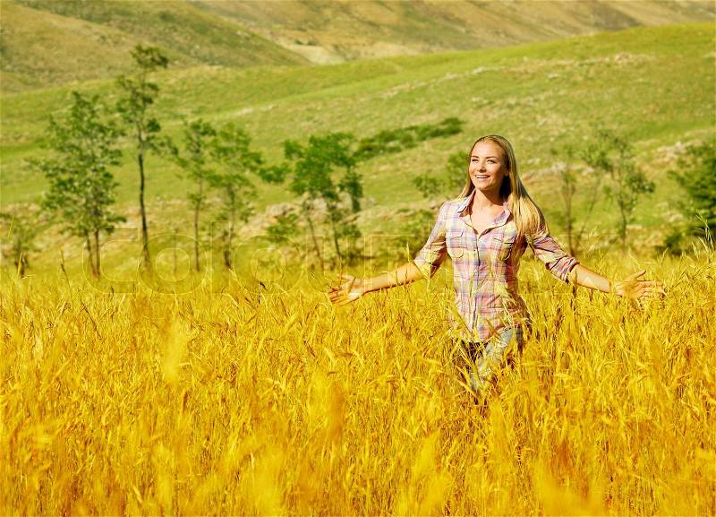 Young Woman on Wheat Field Stock Photos - FreeImages.com