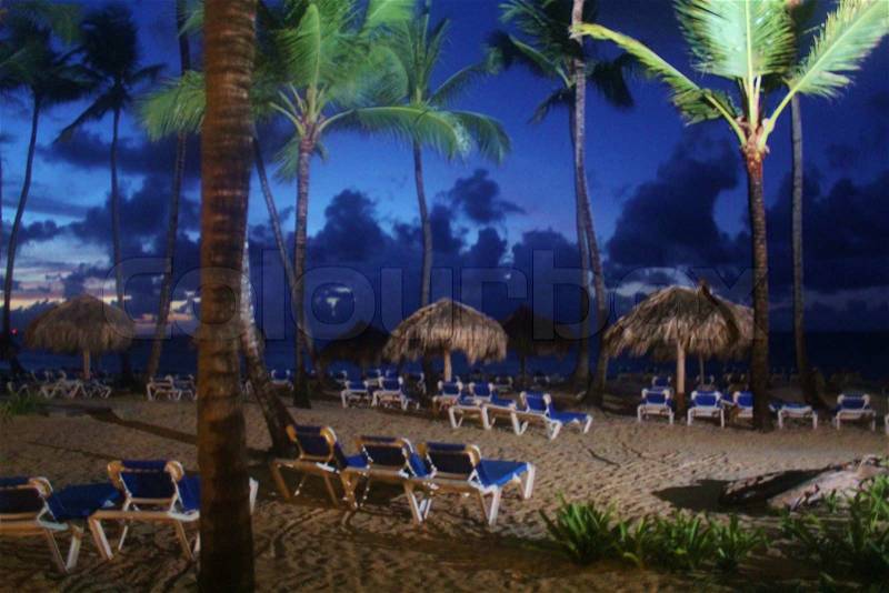 Took this at night, this is the beach of the Dominican Republic, stock photo