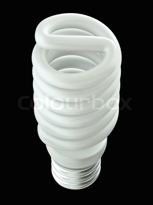 Top Side view of Energy efficient light bulb isolated, stock photo