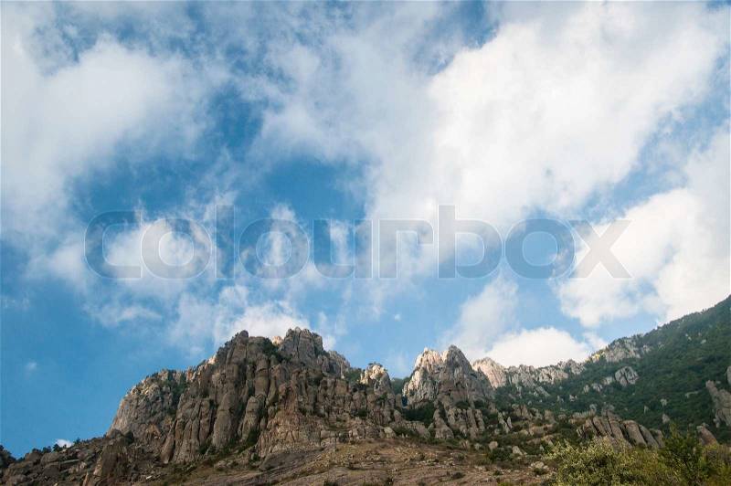 Mountain Crimea in Ukraine tops of the mountains against the sky, stock photo