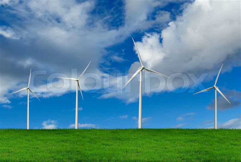 Wind Turbines, environment concept, stock photo