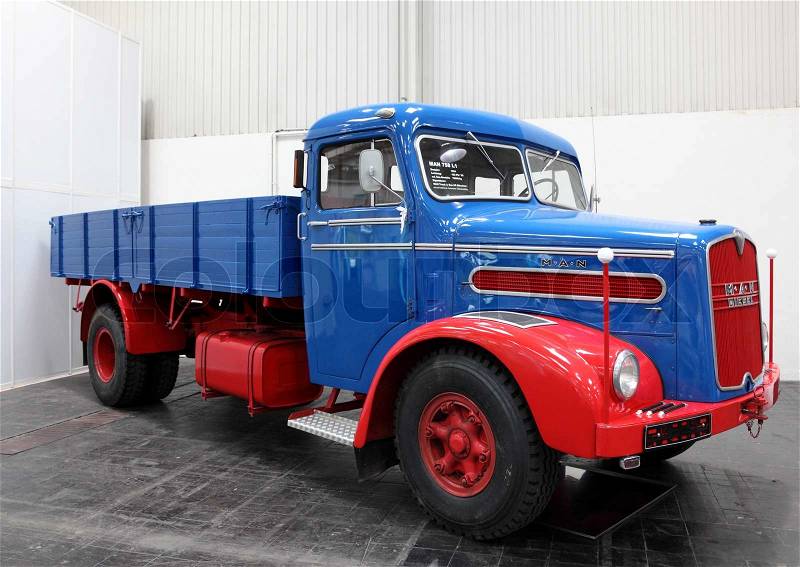HANNOVER - SEP 20: Faun truck from 1955 at the International Motor Show for Commercial Vehicles on September 20, 2012 in Hannover Germany, stock photo