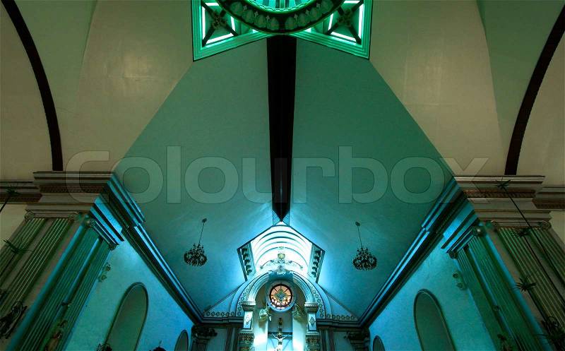 Ceiling of a Catholic Cathedral Church, stock photo