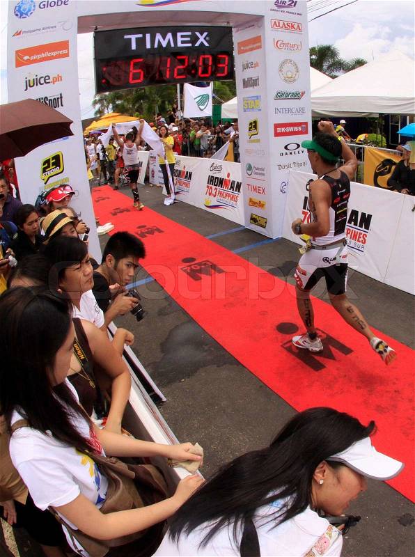 Ironman Philippines marathon run race finish, stock photo
