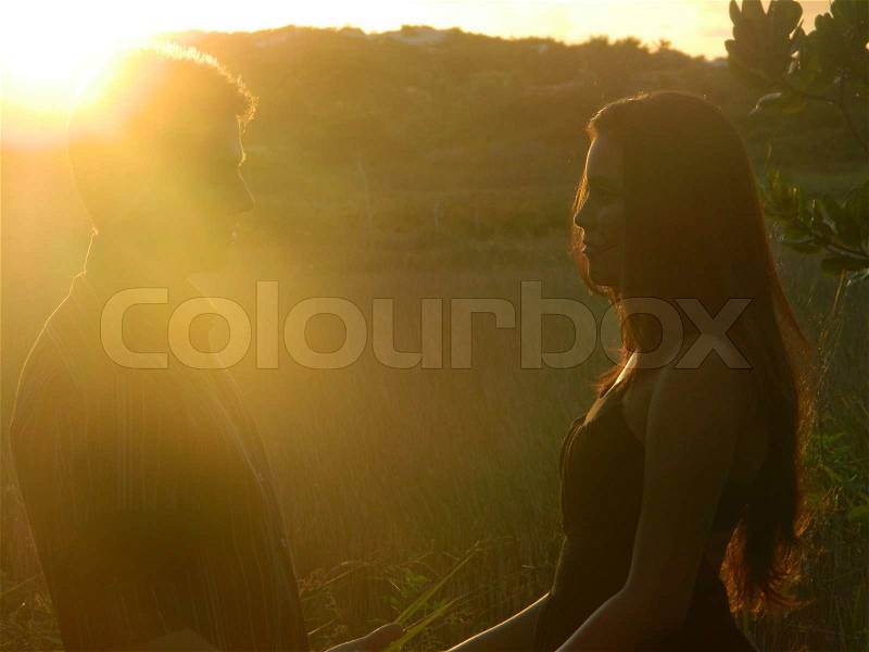 \'two suns in the sunset, stock photo