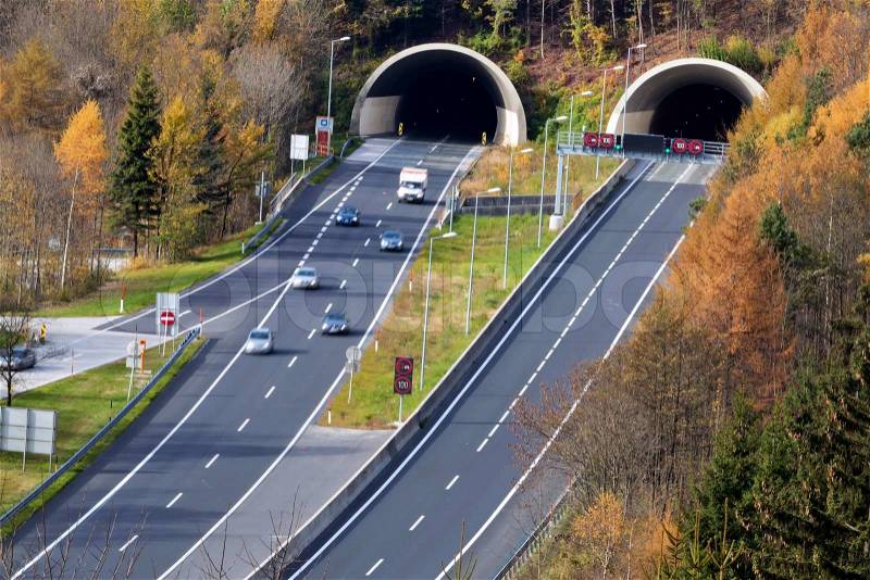 Highway tunnel, stock photo