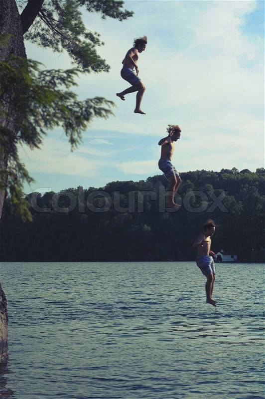 Cliff jumping, stock photo