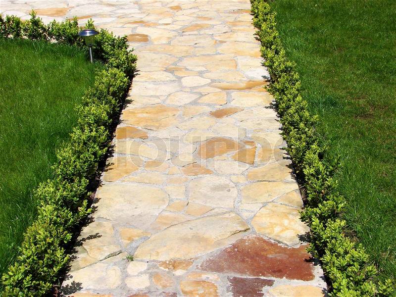 Garden stone path, stock photo
