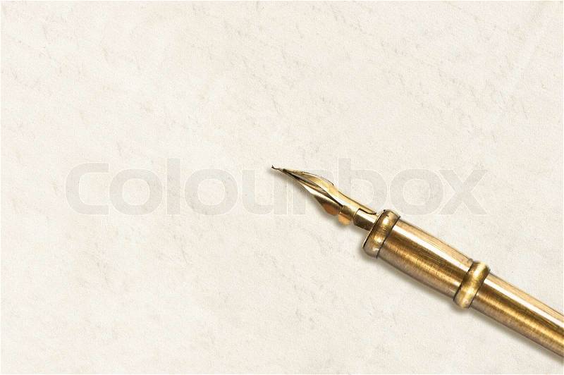 Empty blank paper page with ink pen, stock photo