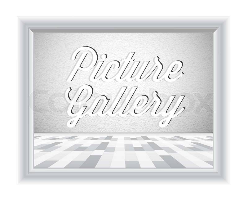 Empty gallery wall with frame, stock photo