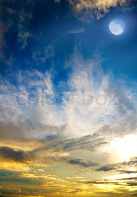 Moon on the evening sky, stock photo