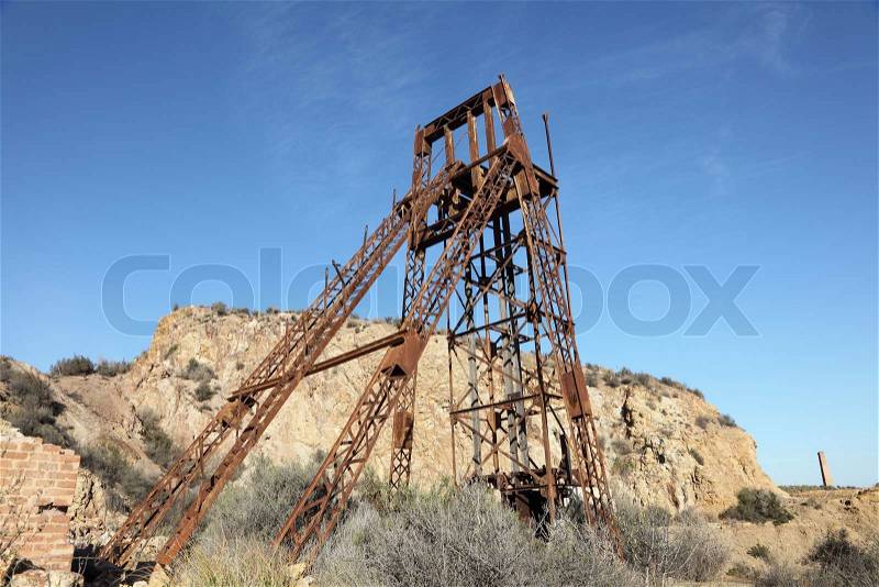 Industiral ruin of the old mine in Mazarron, Region Murcia, Spain, stock photo
