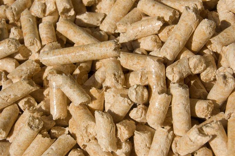 Wood pellets and red deal, stock photo