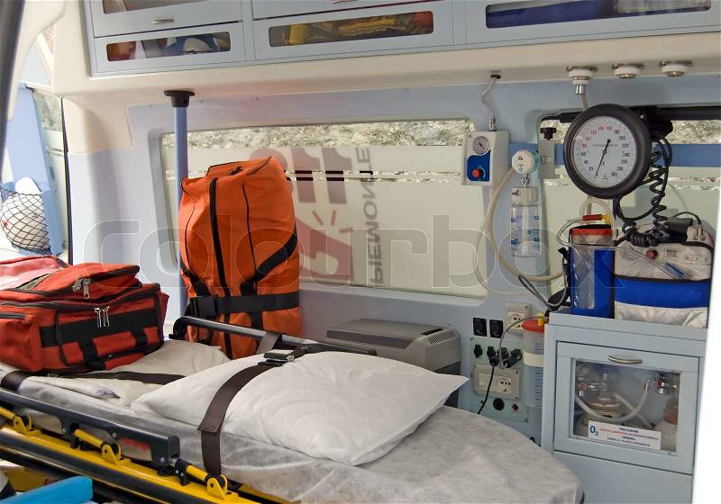 Ambulance equipment, stock photo