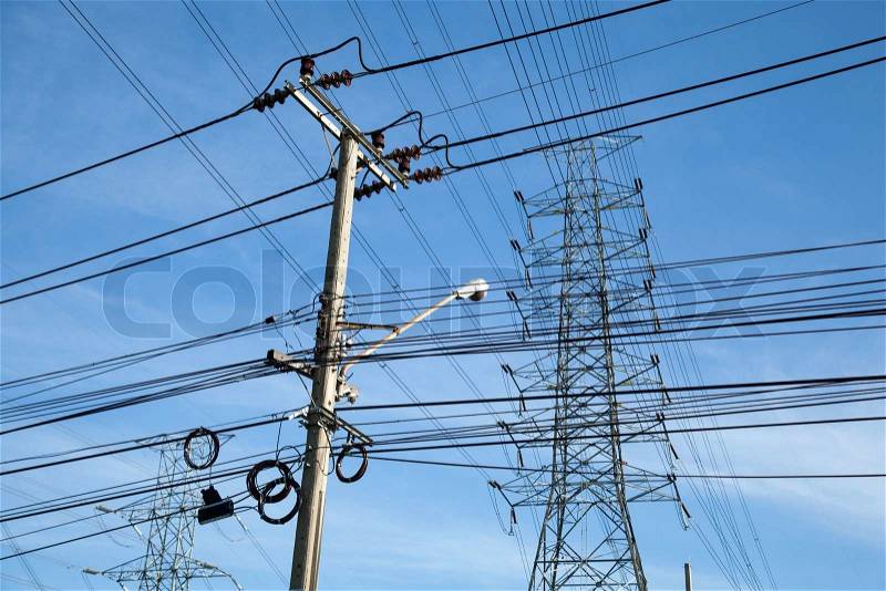 High voltage towers, stock photo