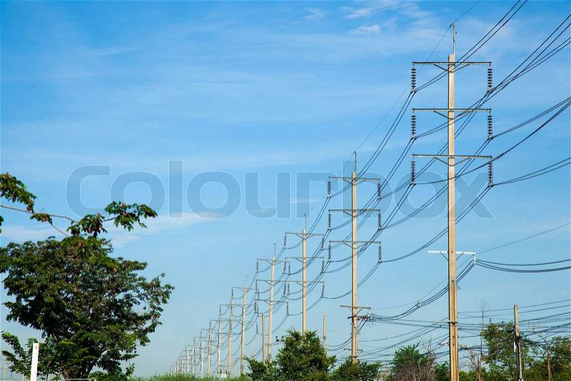 High voltage towers, stock photo