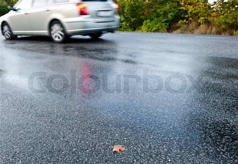 Wet road, stock photo