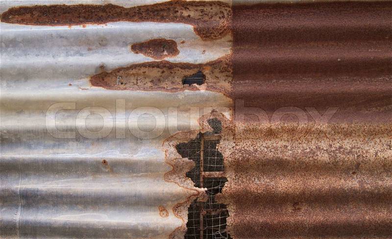 Old corrugated iron fence, stock photo