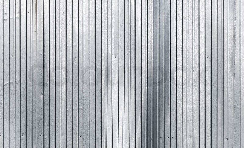 Corrugated galvanized metal wall surface texture, stock photo