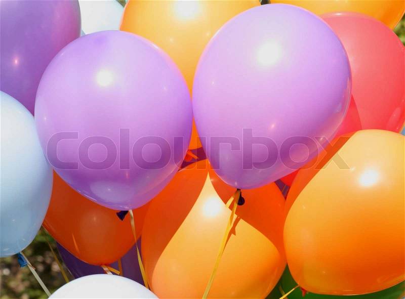 Close up of bunch of color balloons, stock photo