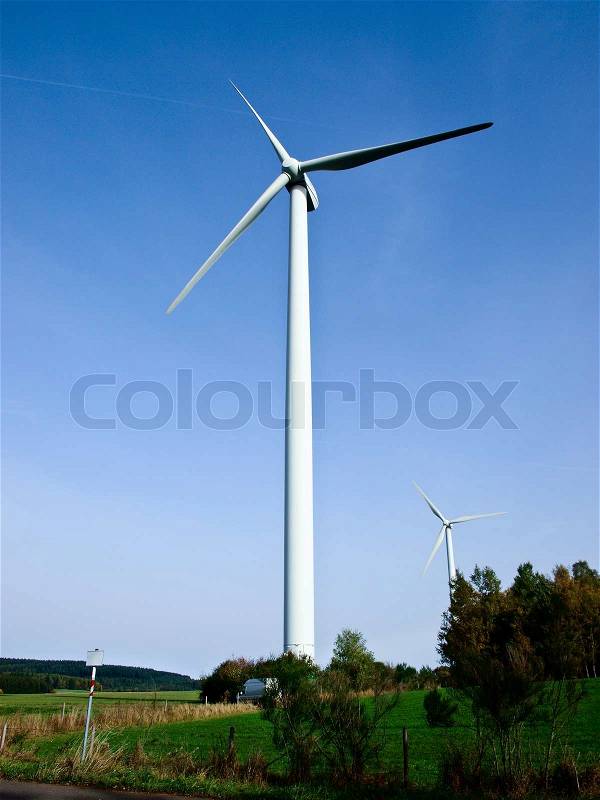 Wind power station - wind turbine, stock photo