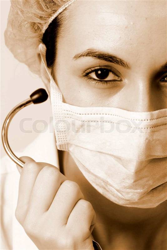 Young doctor with stethoscope, stock photo