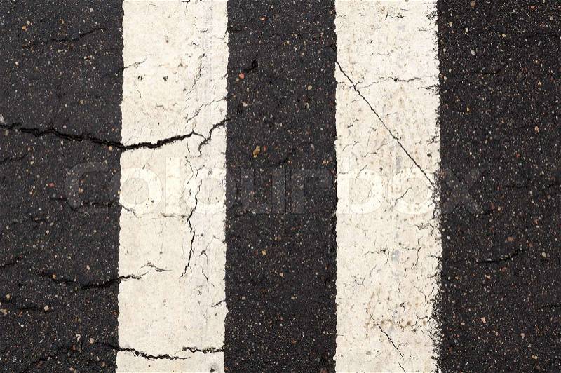 White Double-Line Markings on Road, stock photo