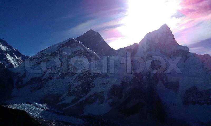 Special moment over the Mt.Everest, stock photo