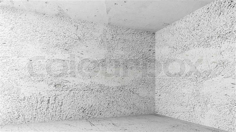 Abstract white interior of empty room with concrete walls without finishing, stock photo